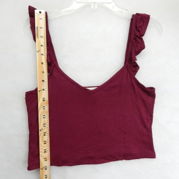 L.A Hearts Flutter Sleeve Crop Tank Top Womens Pacsun Burgundy Size M - Picture 3 of 8